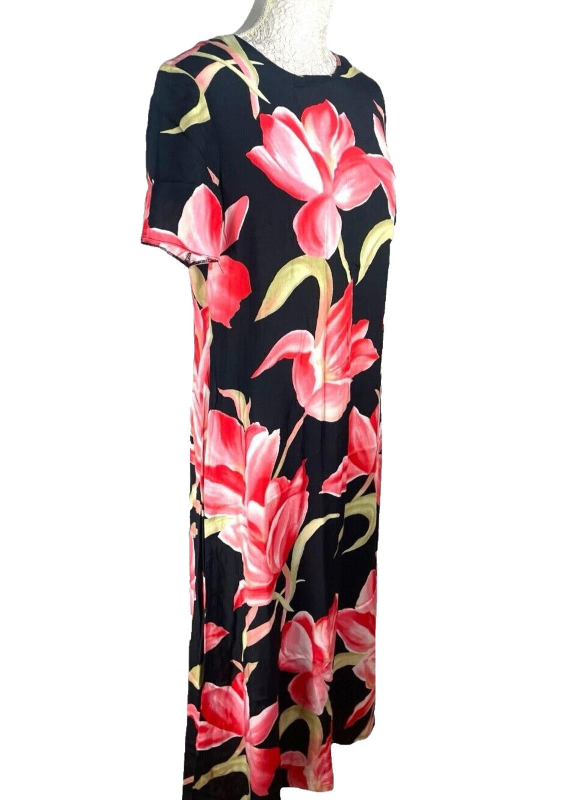 Richard’s Maxi Dress Black & Pink Floral Women’s UK Size S (8-10)
