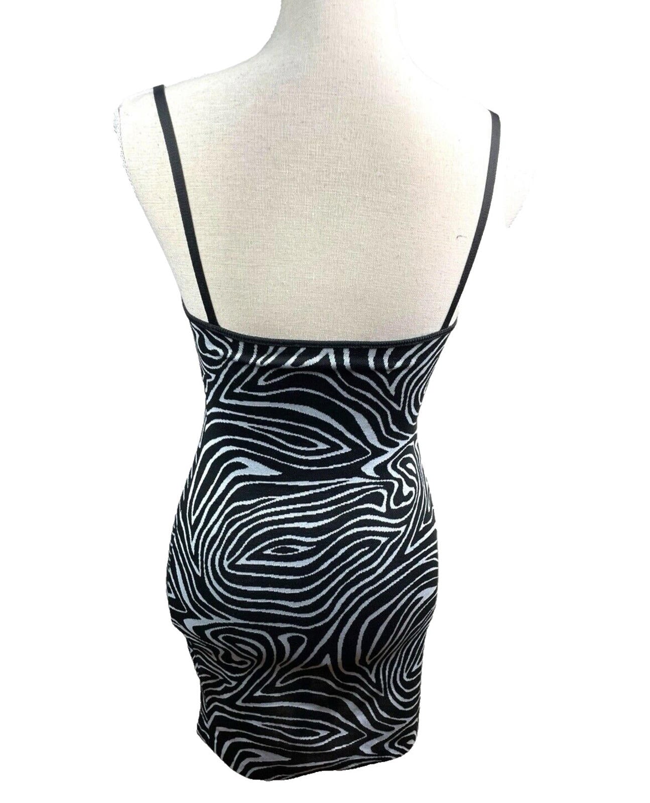 Zara Mini Dress Black & White Animal Print Women’s UK Size S