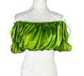 Pretty Little Thing Ruffle Satin Crop Top Green Off Shoulder Women’s UK Size 8