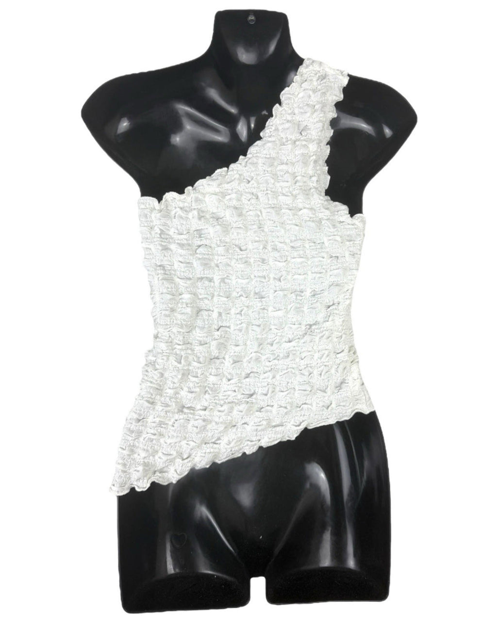 Divided White One Shoulder Top Textured Women’s UK Size XS
