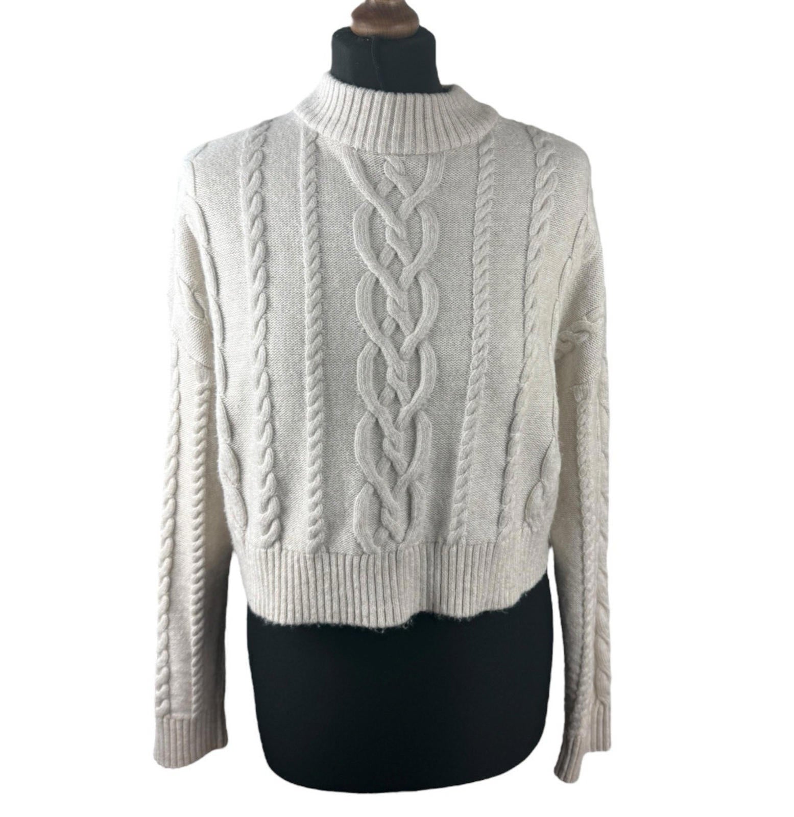 Primark Beige Knit Jumper Aaron Knit Cropped Long Sleeve Women’s UK Size S