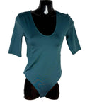 Primark Stretch Bodysuit Top Women’s UK Size XS 3/4 Sleeve Dark Green