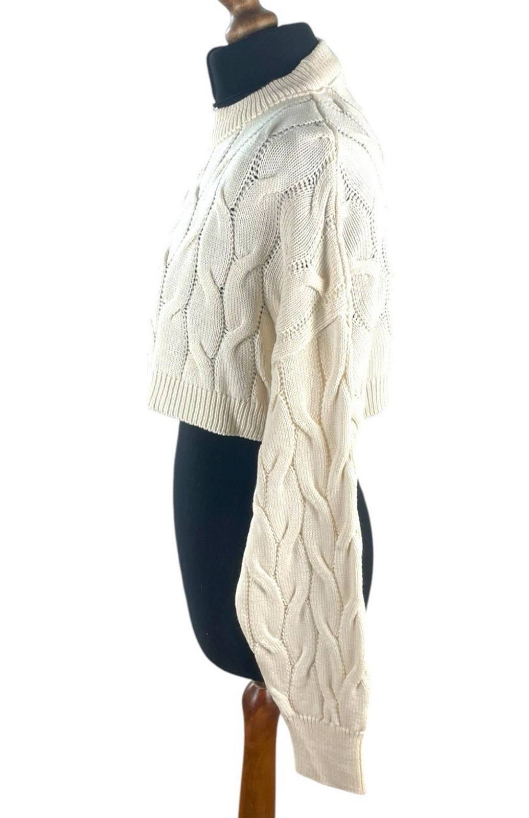Stradivarius Cream Cropped Jumper Aaron Knit Women’s UK Size XS