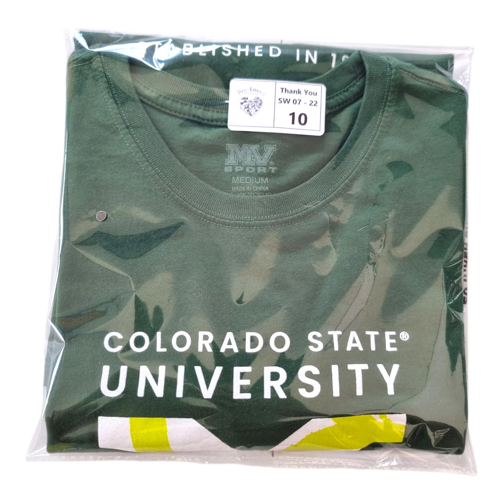 Colorado State University Graphic Print T-Shirt Men's UK Size M Green Crew Neck