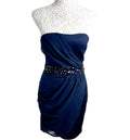 AX Paris Mini Dress Navy Strapless Embezzled Padded Women’s UK Size 10