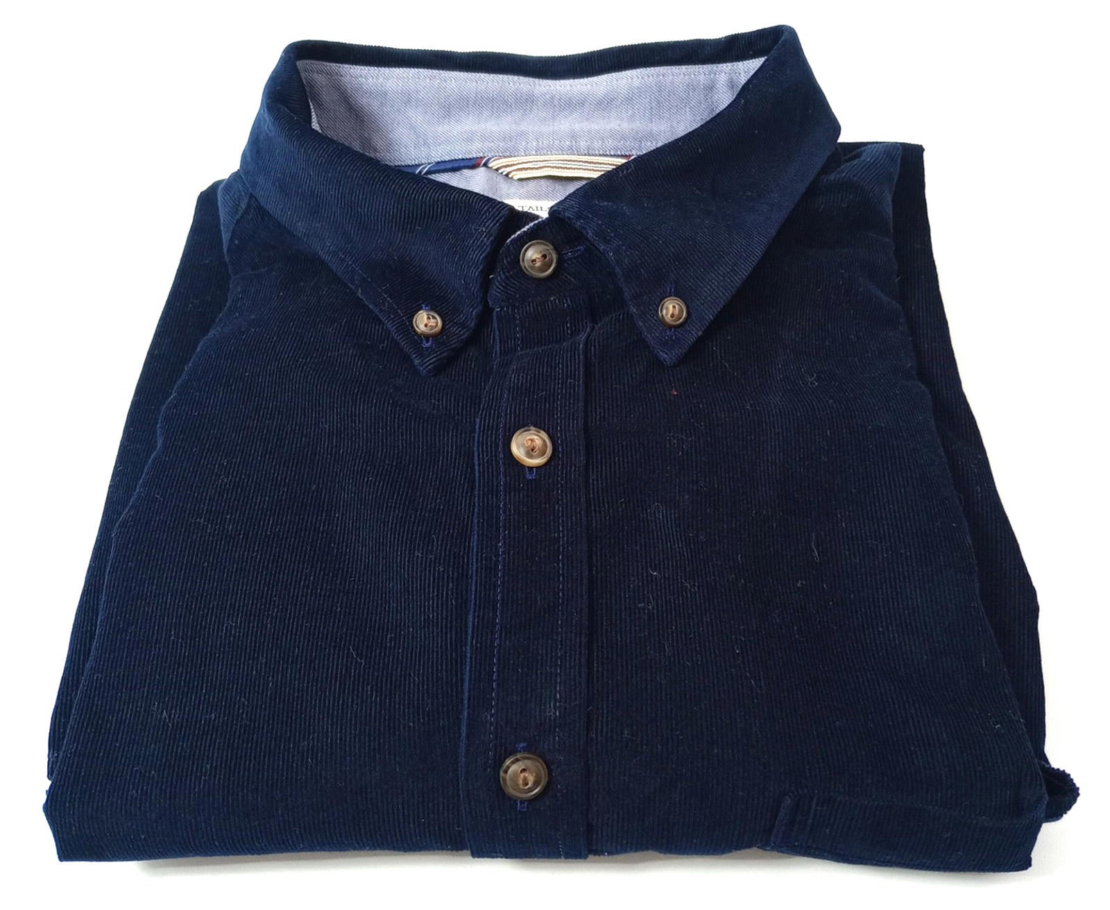 Jos. A. Bank Corduroy Shirt Men's UK Size XL Blue Long Sleeve Pocket 100% Cotton