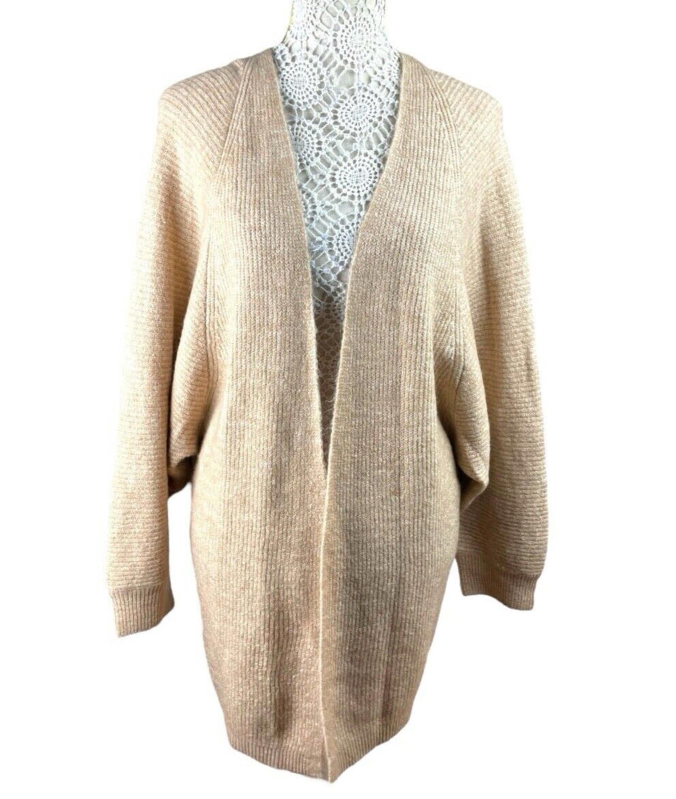 New Look Beige Long Cardigan Soft Touch Relaxed Fit Open Front Women’s UK Size S