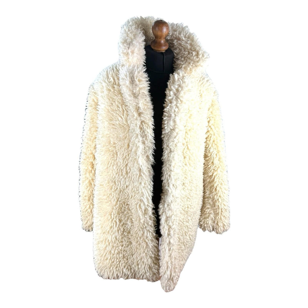 JGL Cream Teddy Fleece Coat Jacket Collared Relaxed Fit Women’s UK Size 8