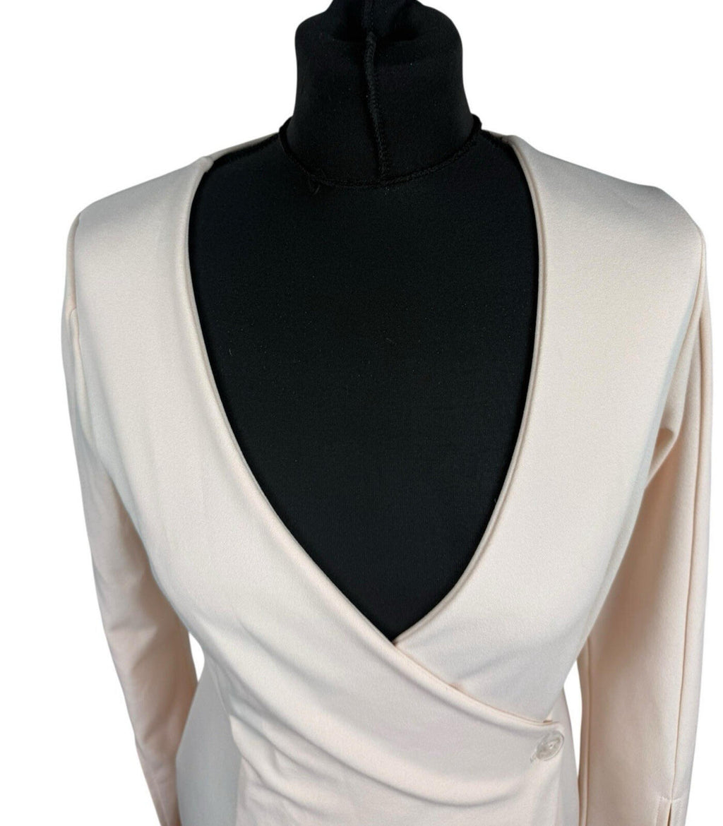 Inxs Bodycon Blazer Dress Women’s UK Size S Low Cut Mini Long Sleeve Pale Pink