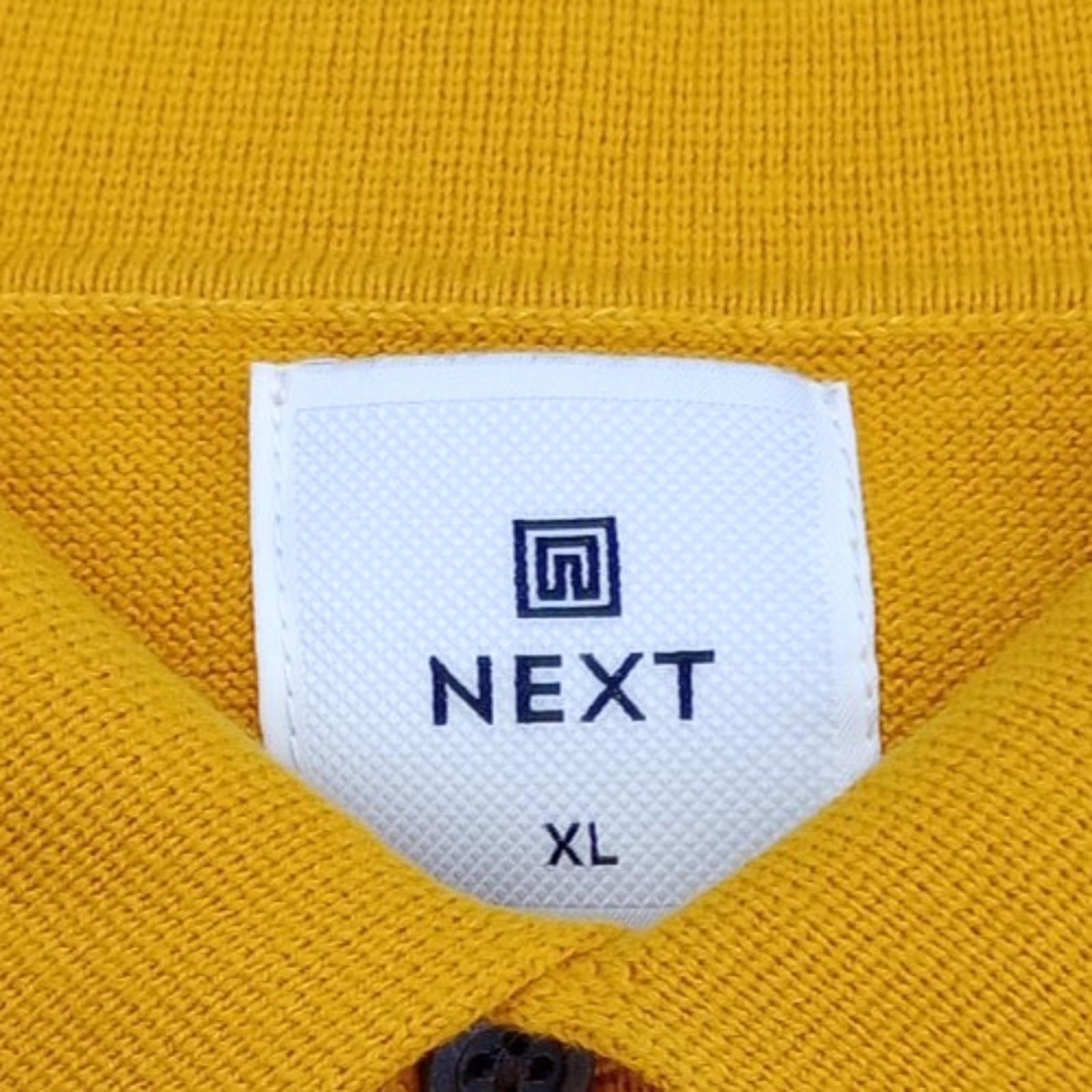 Next Knit Polo Shirt Men's UK Size XL Yellow Short Sleeve 100% Cotton Summer