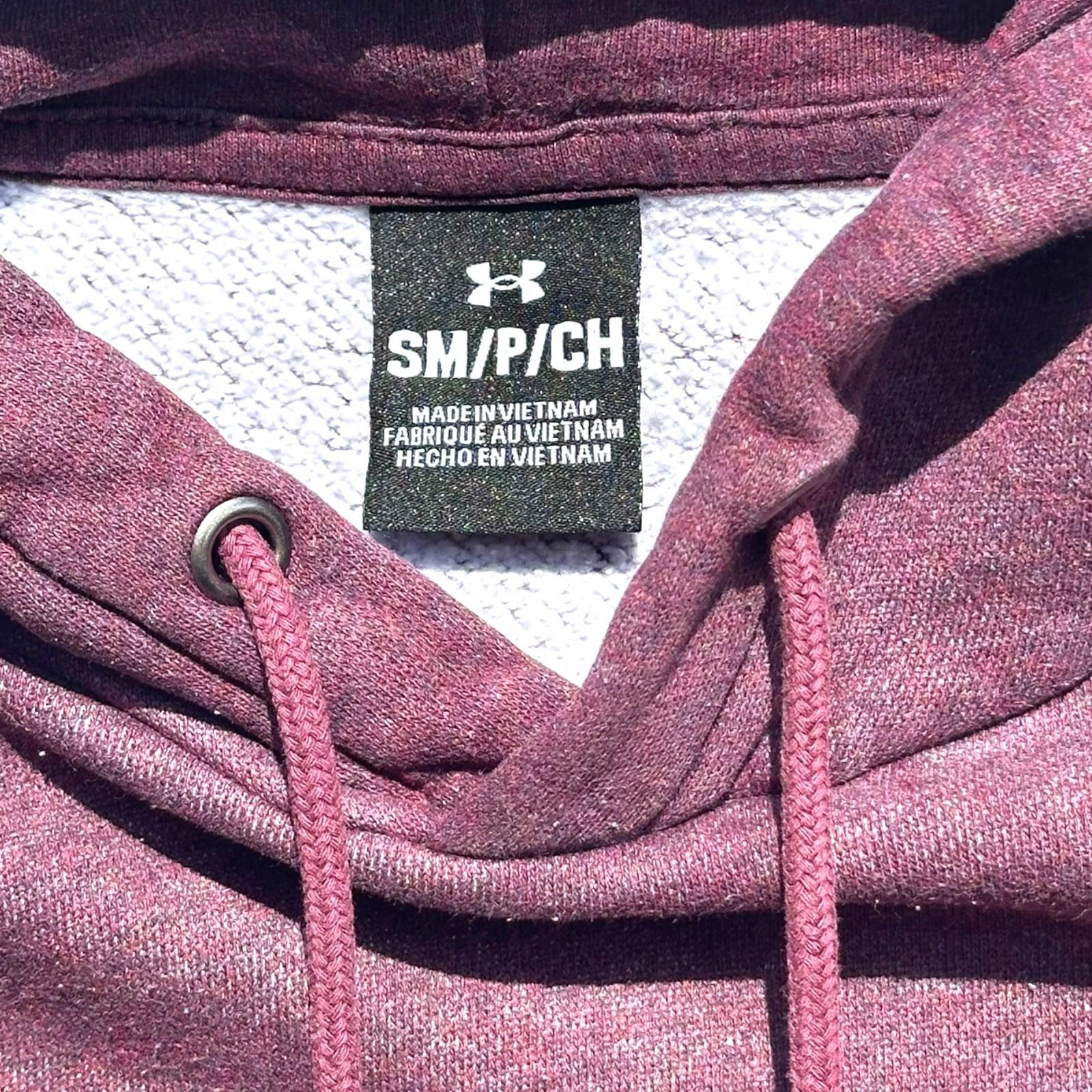 Under Armour Hoodie Men's UK Size S Bugundy Red Long Sleeve Pocket 100% Cotton