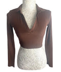 Zara Crop Top Ribbed Collared Women's UK Size XS