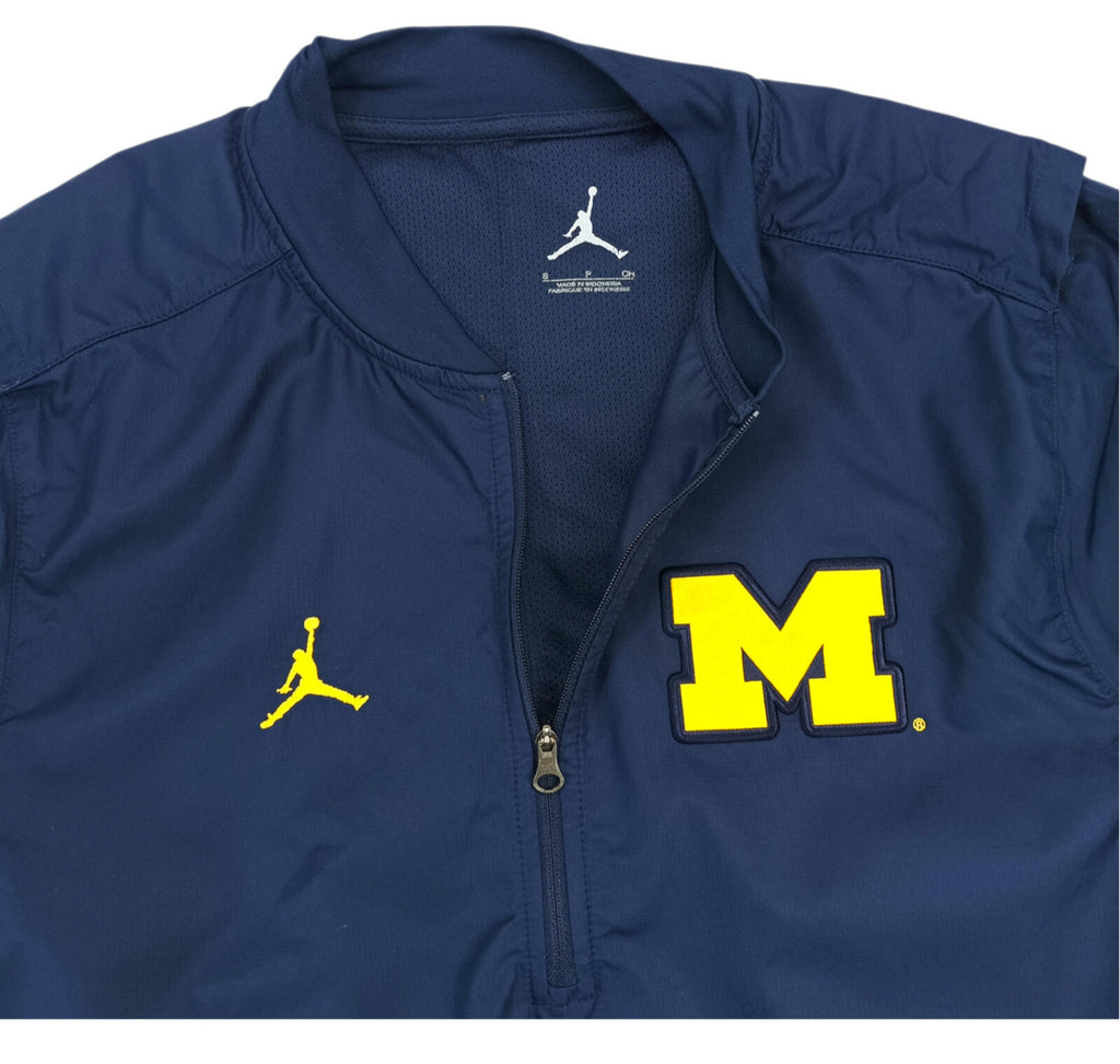 Jordan Michigan Wolverines Jacket Men's UK Size S Blue Short Sleeve Basketball
