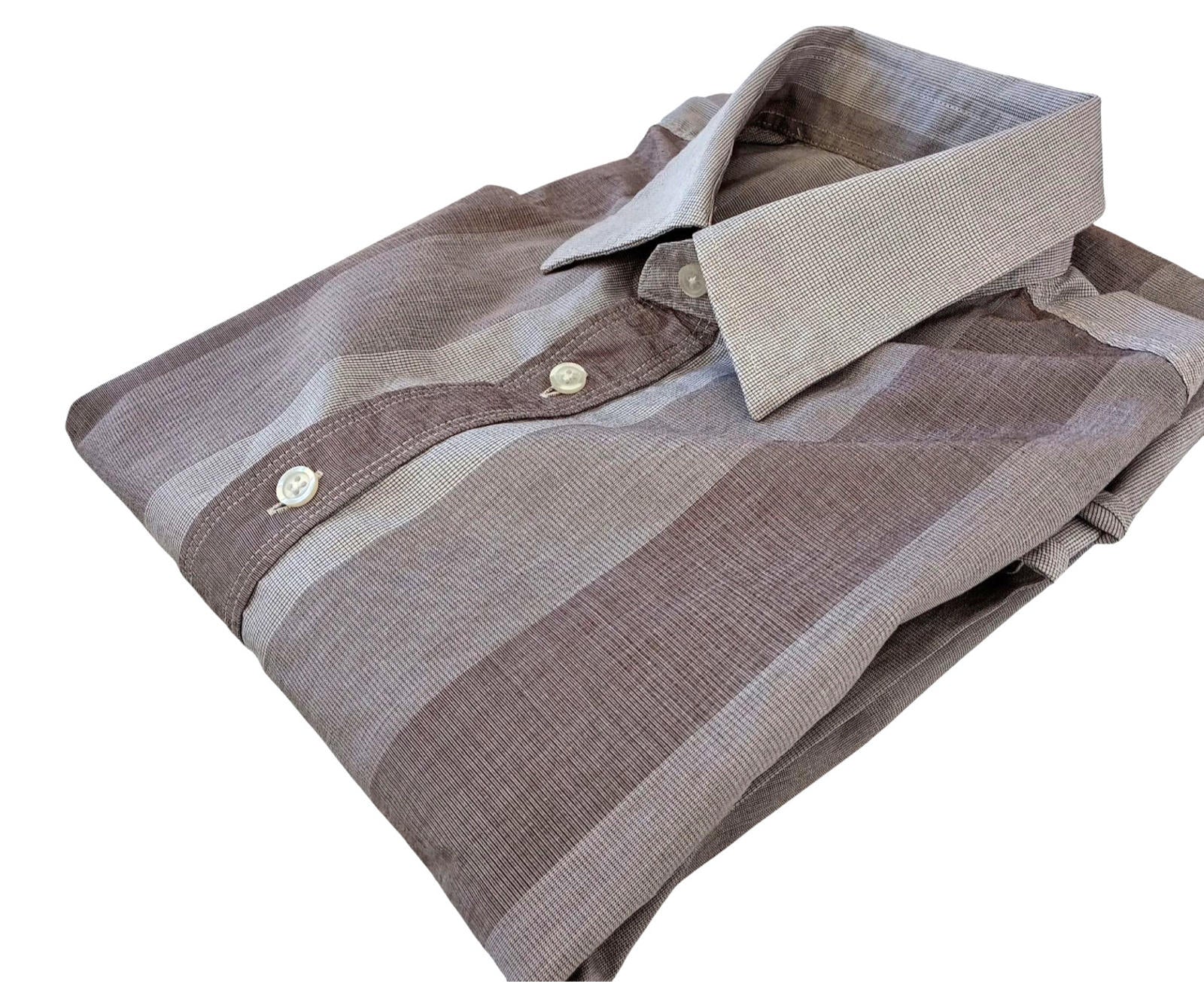 Hugo Boss Shirt Men's UK Size M Long Sleeve Brown Stripe 100% Cotton