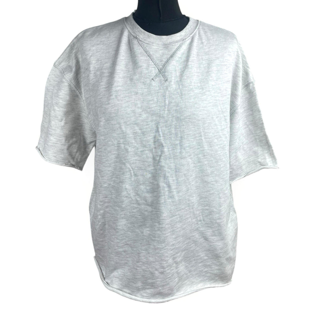 Zara Jersey T-Shirt Top Women’s UK Size S Oversized Light Grey Crew Neck