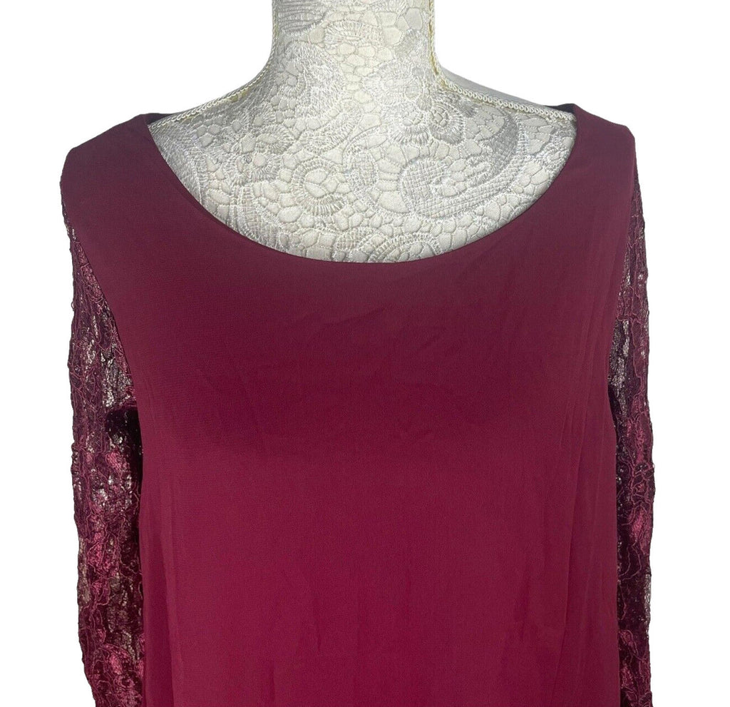 Floryday Burgandy Lace Tiered Top Women's UK Size M (8-10)