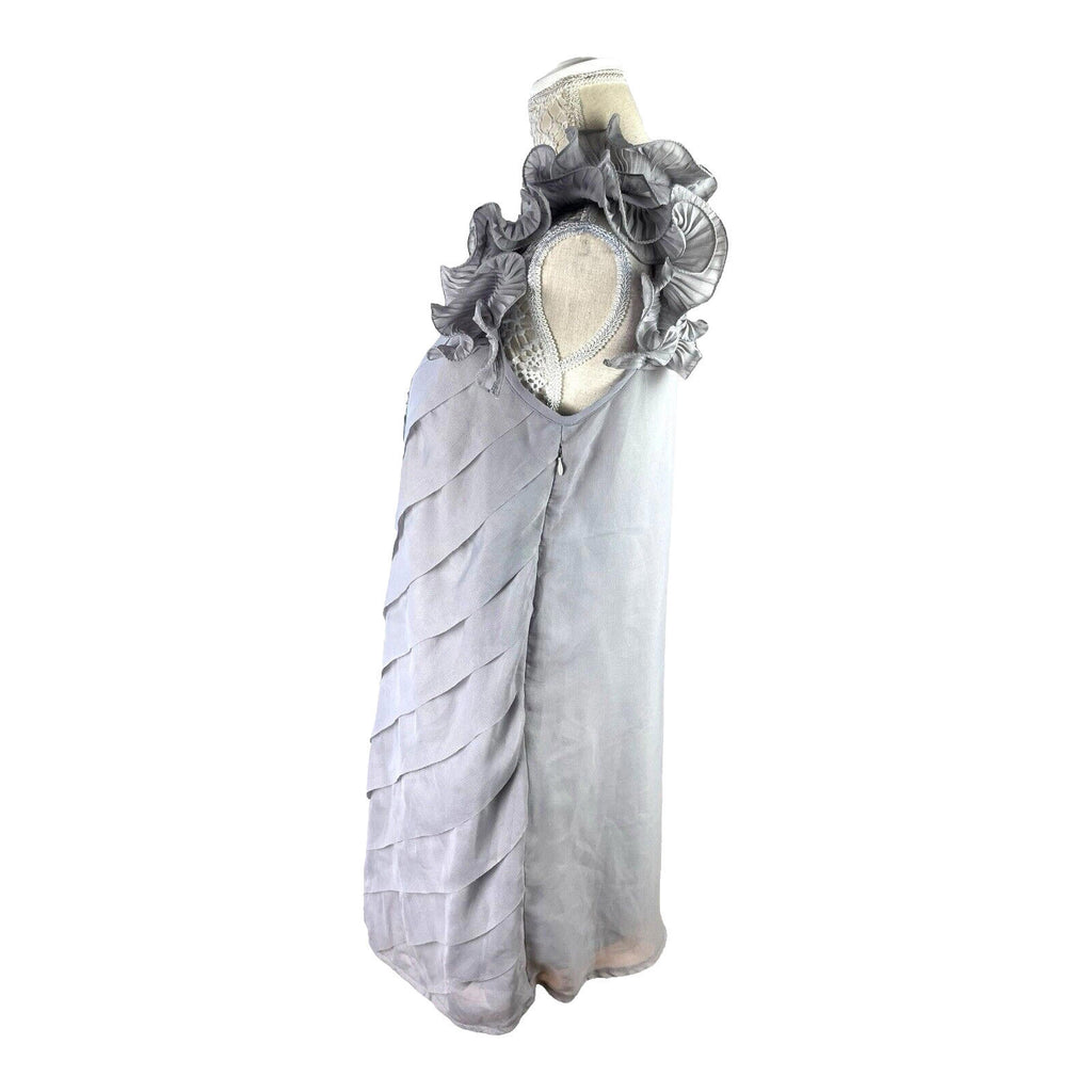 Miso Grey Chiffon Mini Dress Occasion Exaggerated Frill Women’s UK Size 12
