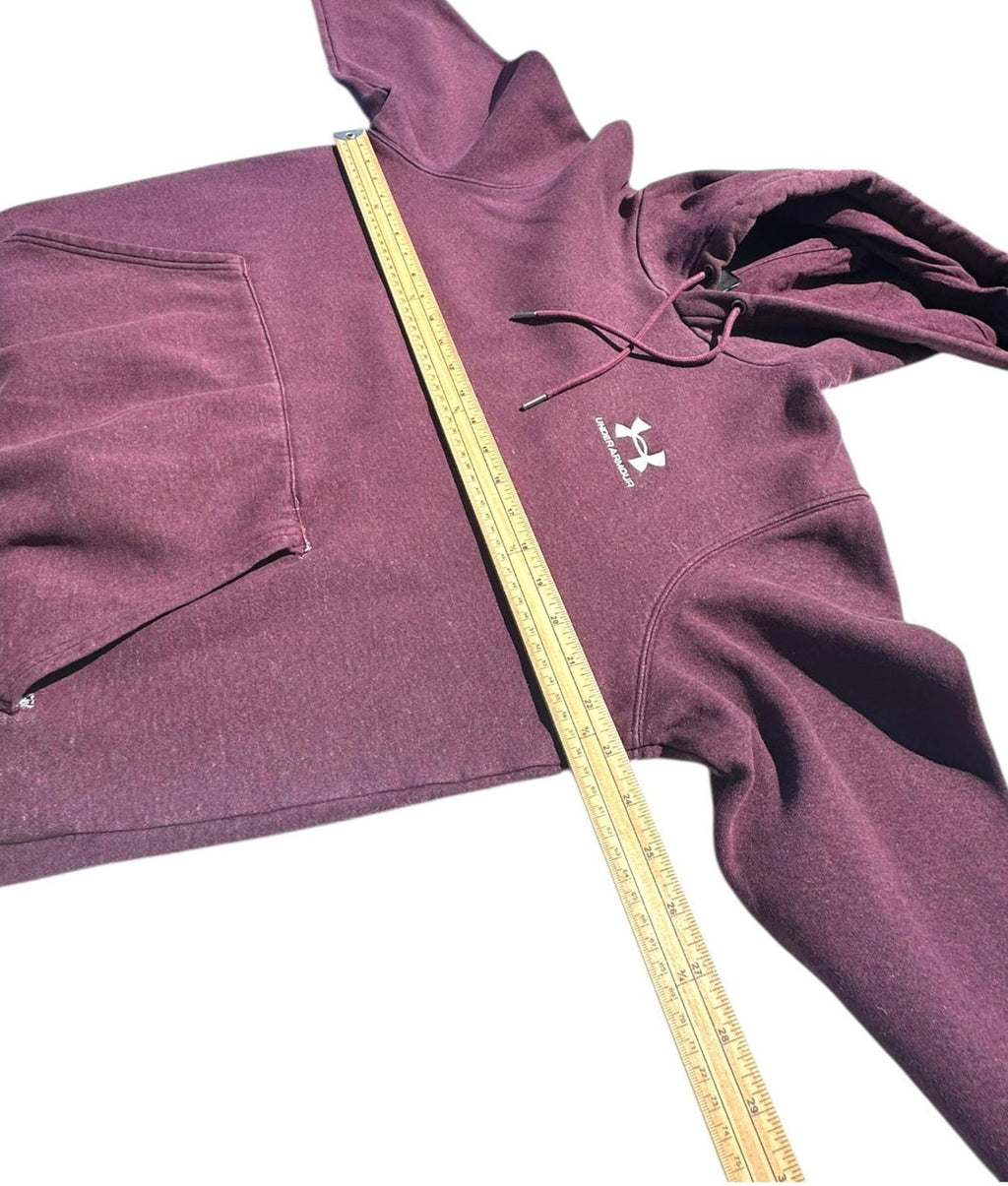 Under Armour Hoodie Men's UK Size S Bugundy Red Long Sleeve Pocket 100% Cotton
