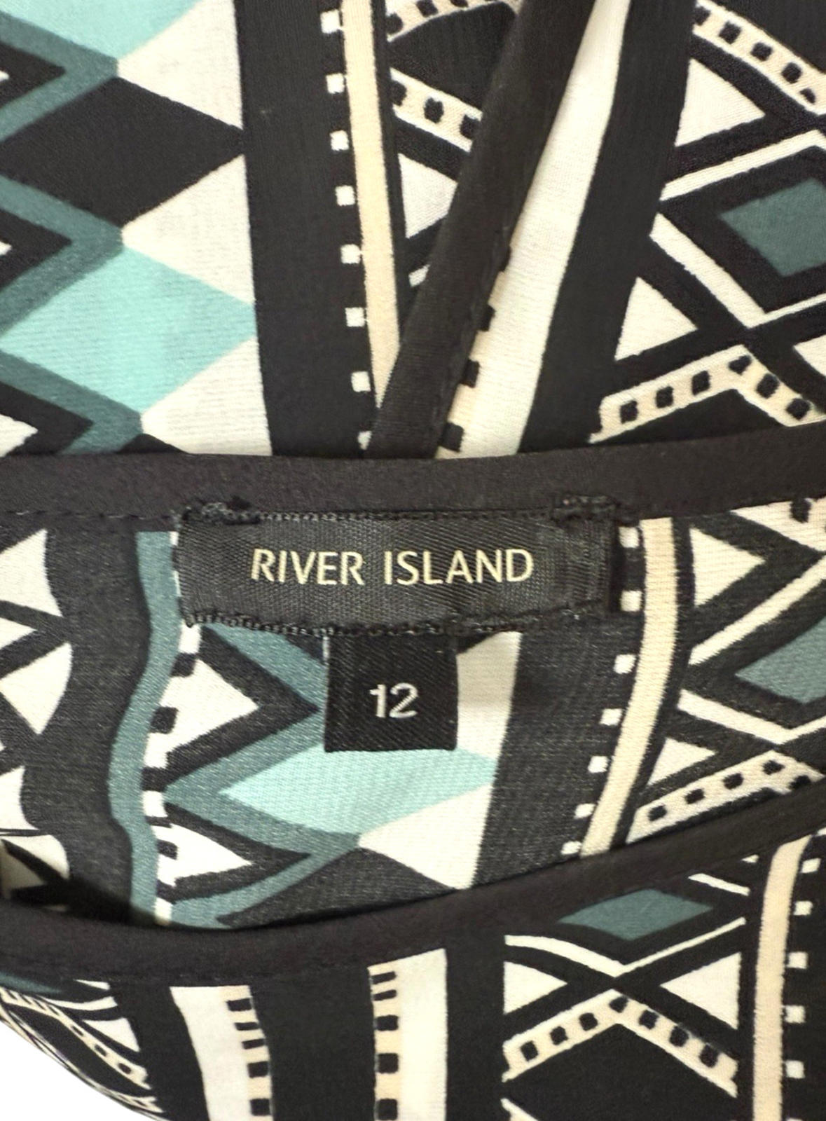 River Island Pattern Top Open Back Lightweight Short Sleeve Women’s UK Size 12