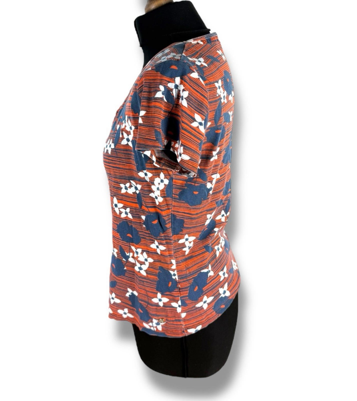 Maine Orange Floral T-shirt Top Blouse Crew Neck Women’s UK Size 14