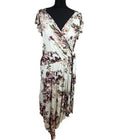 Next Floral Wrap Dress Women's UK Size B Neck Stretch Midi Beige Purple