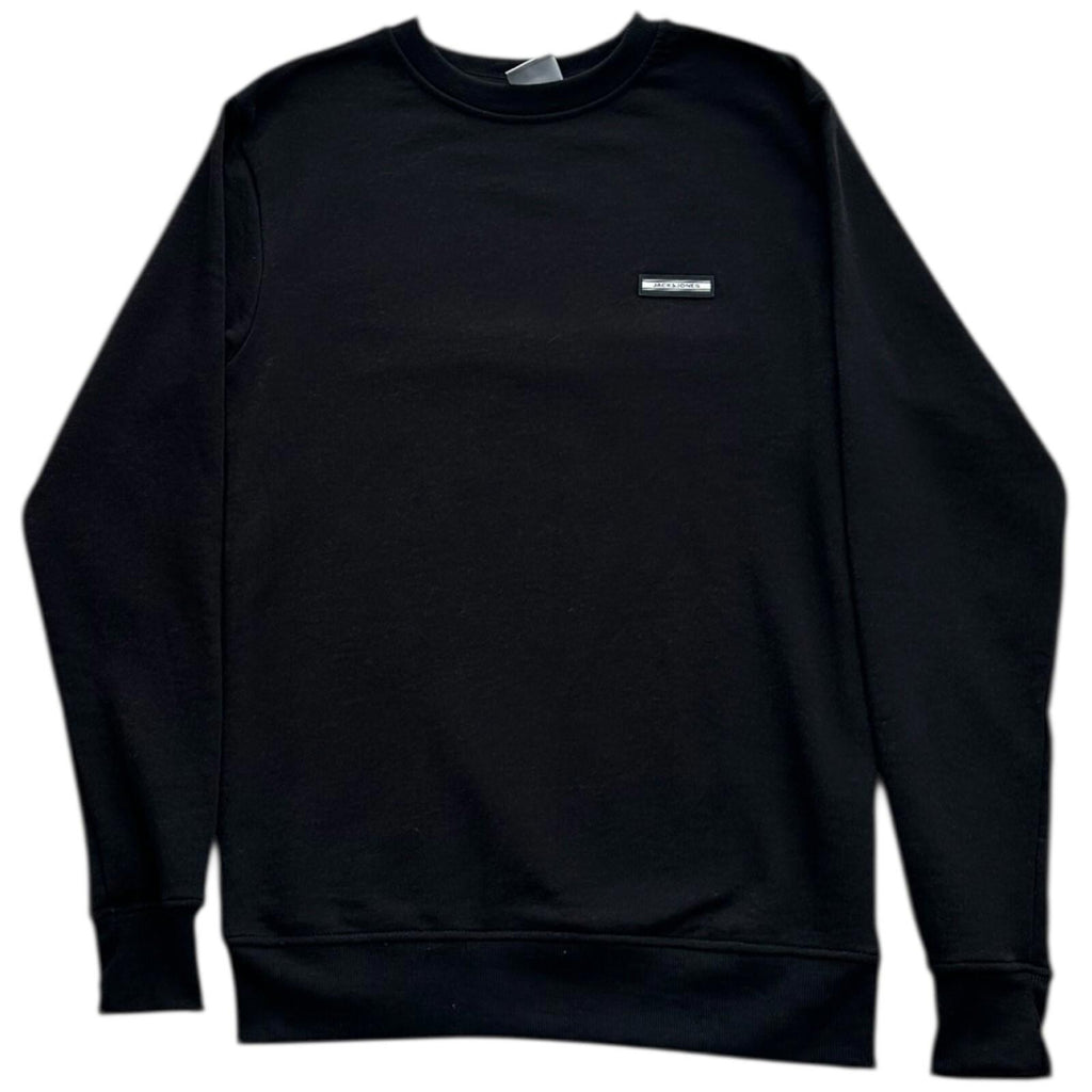 Jack & Jones Jumper Men's UK Size XS Black Rubber Logo Crew Neck