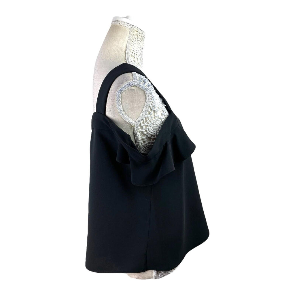Topshop Black Peplum Top Frill Sleeve Women’s UK Size 12