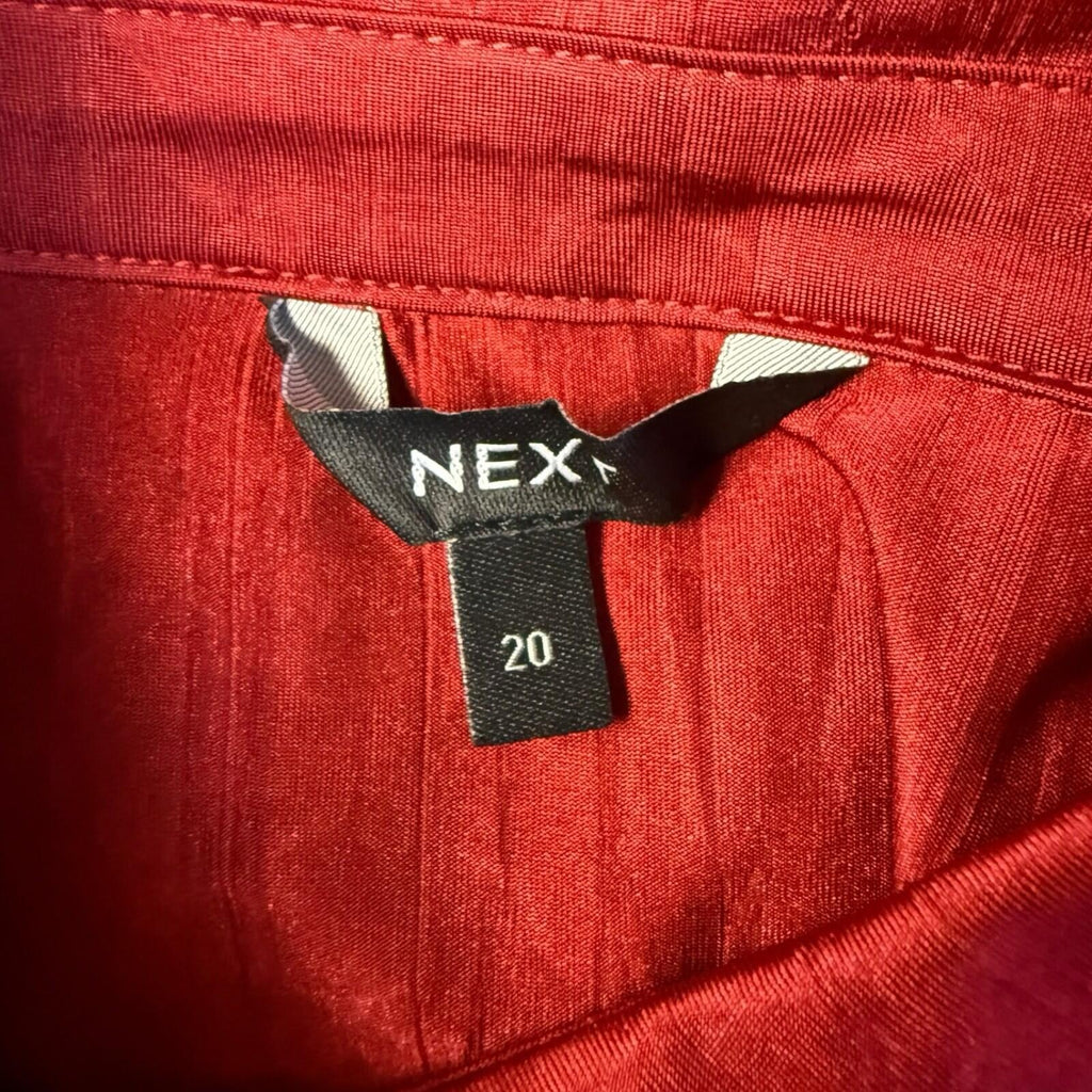 Next Satin Shirt Blouse Women’s UK Size 20 Long Sleeve Collared Red