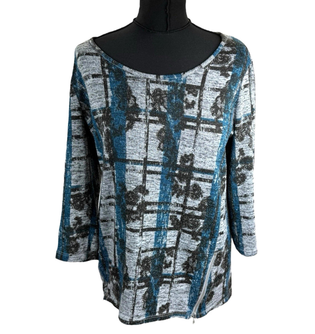 Papaya Geometric Print Blouse Women's UK Size M Long Sleeve Round Neck