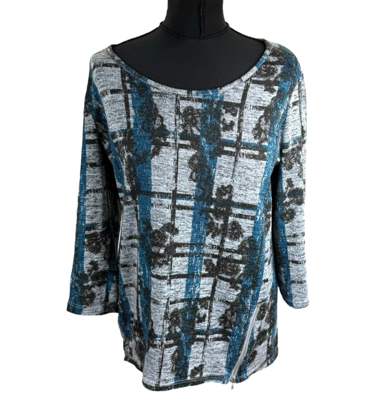 Papaya Geometric Print Blouse Women's UK Size M Long Sleeve Round Neck
