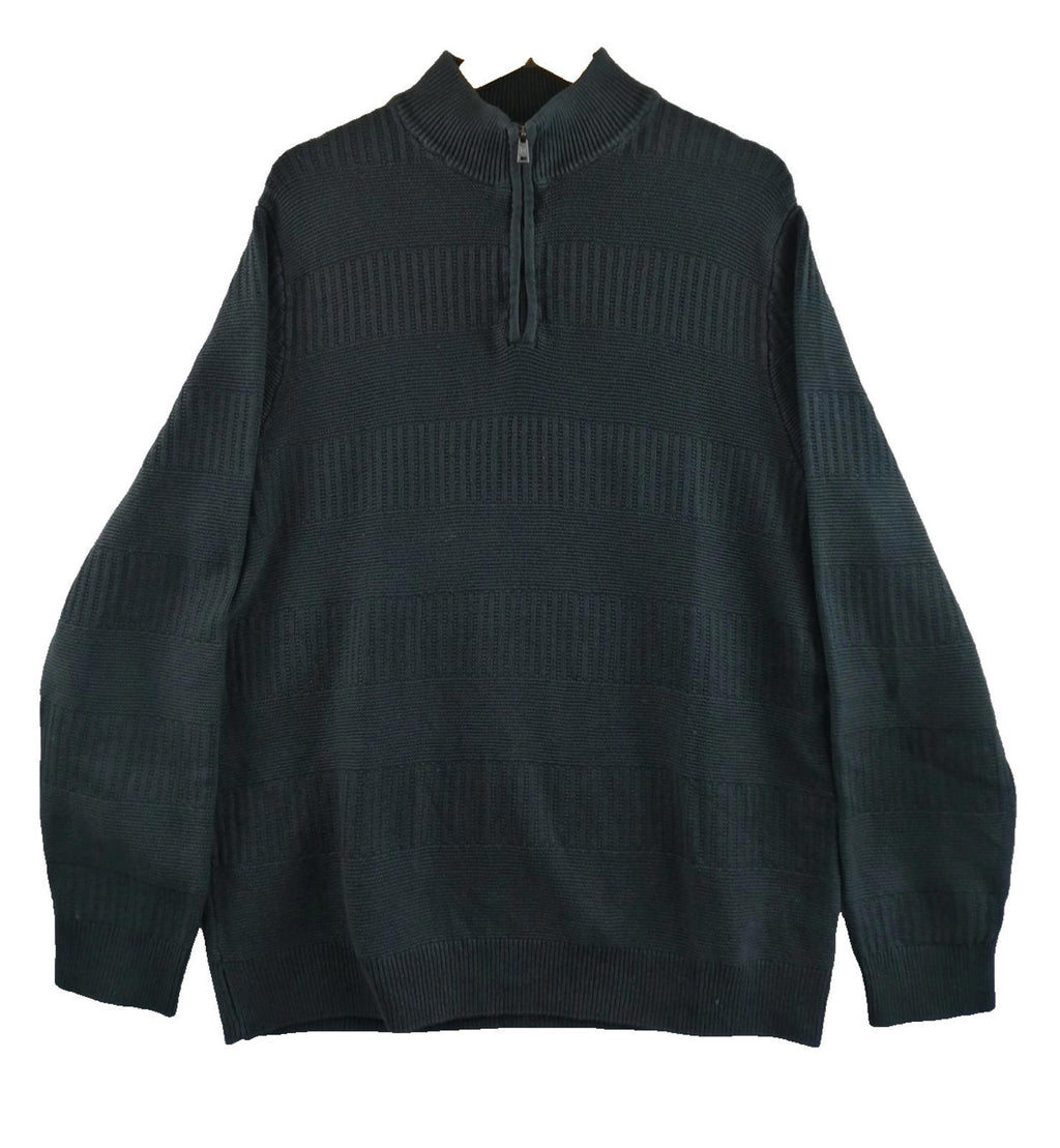 Ralph Lauren Chaps 1/4 Zip Ribbed Black Jumper Men's Size XL 100% Cotton