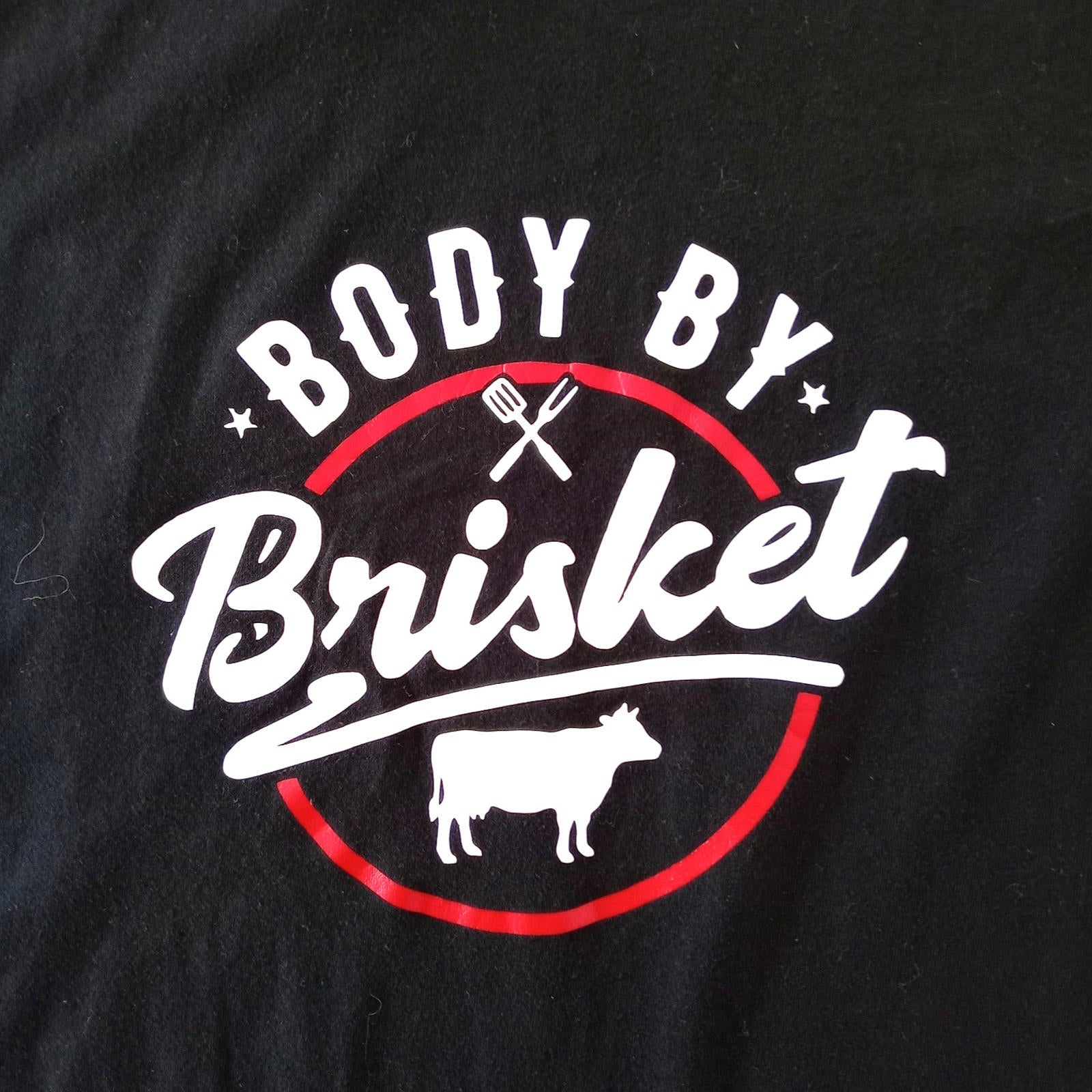Body By Brisket T-Shirt Men's UK Size L Black Crew Neck BBQ Sauce Graphic Print