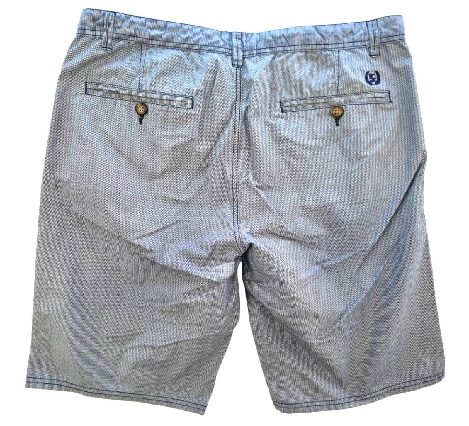 George Boston Crew Chino Shorts Blue Check Pockets Men's UK Size 38" Waist
