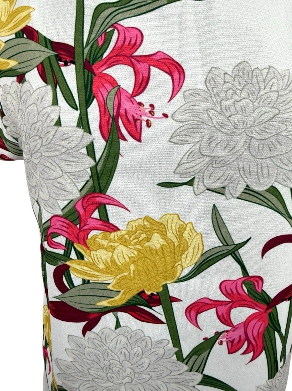 Soon White Floral T-shirt Top Chiffon Panel Relaxed Fit Women’s UK Size 8