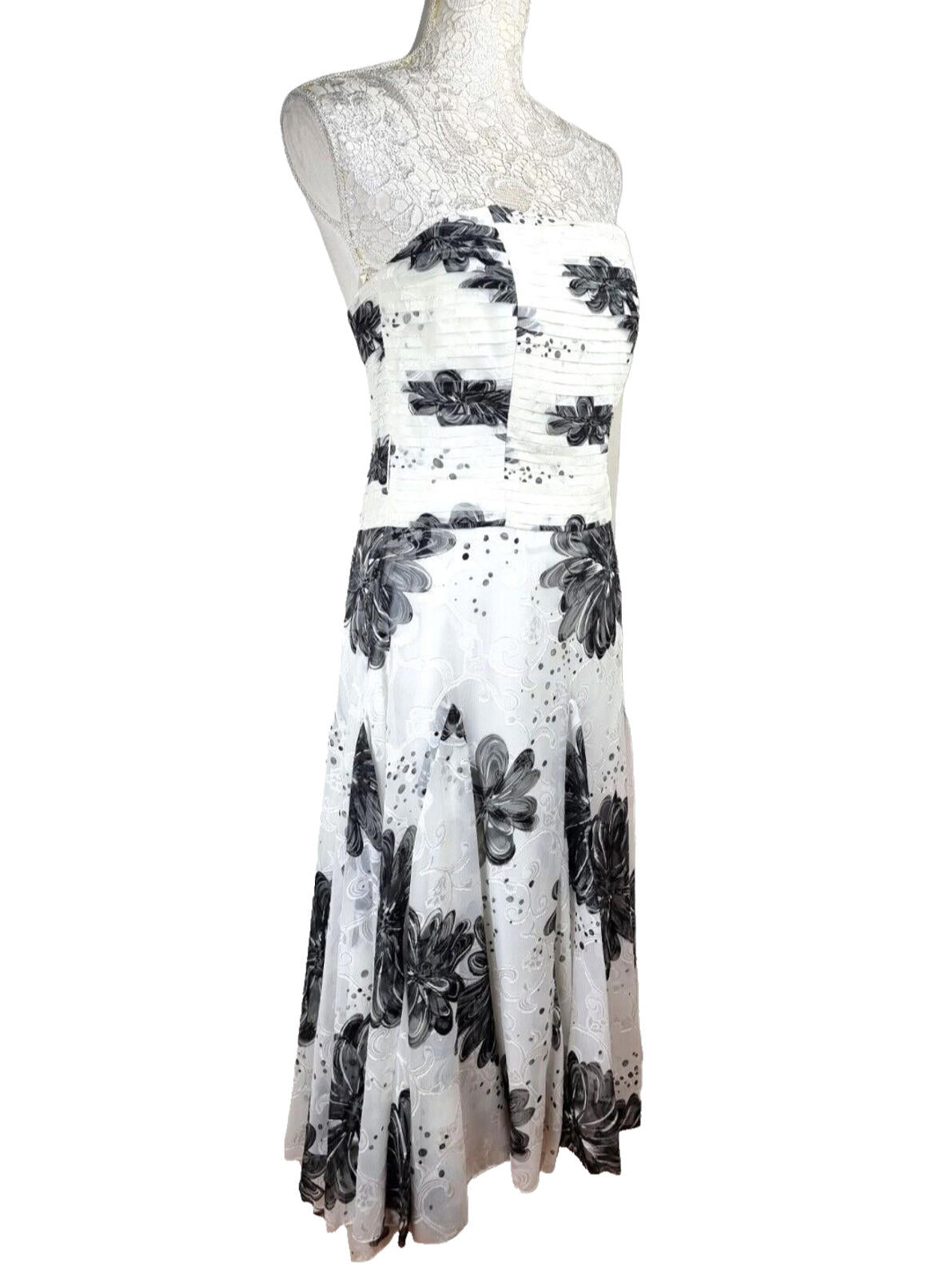 SF Collection Cocktail Dress Women's UK Size 12 Floral Chiffon Satin Layered