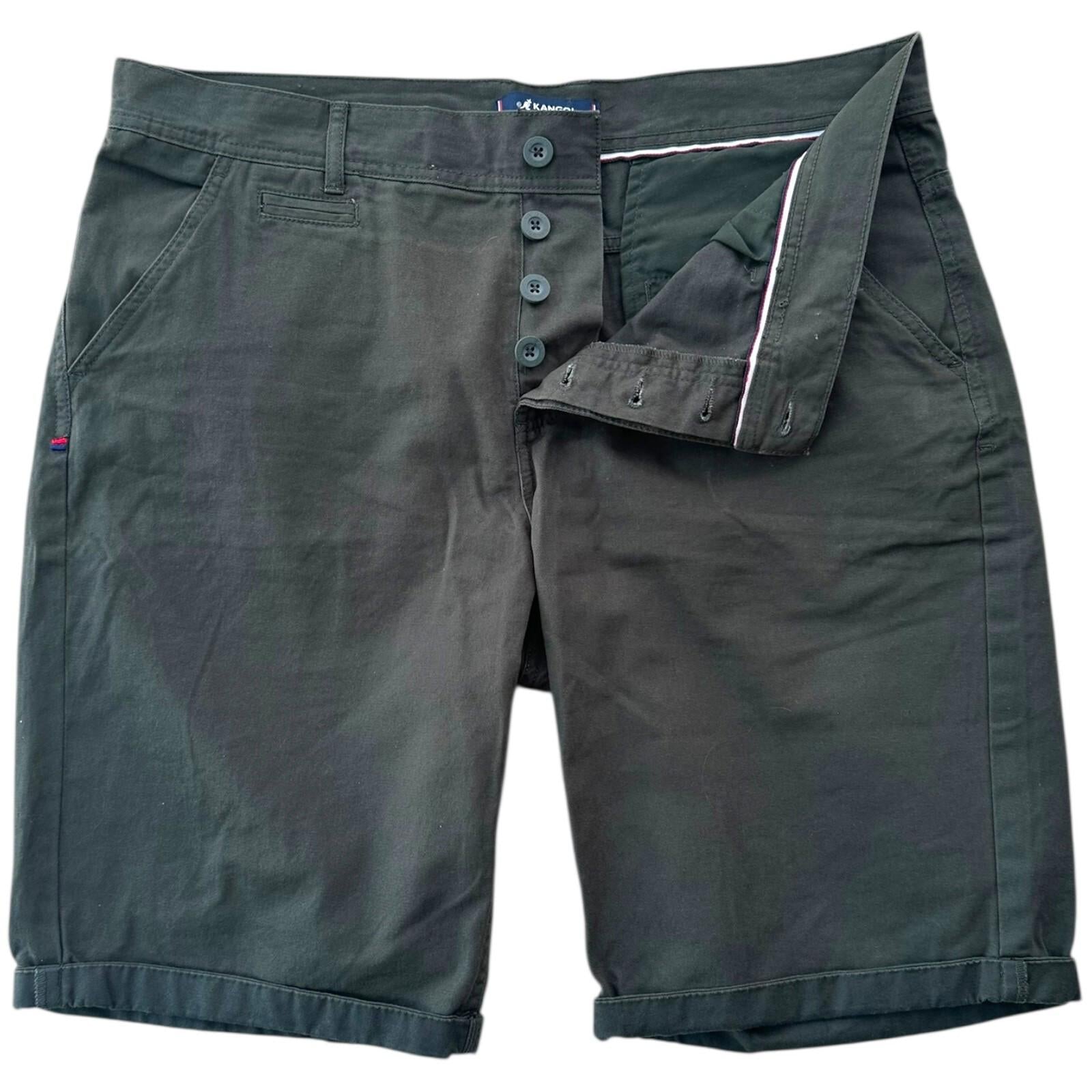 Kangol Shorts Men's UK Size XL Khaki Green Embroidered Button Up Heavy Duty