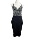 River Island Black Midi Dress White Embroidered Detail Women’s UK Size 12