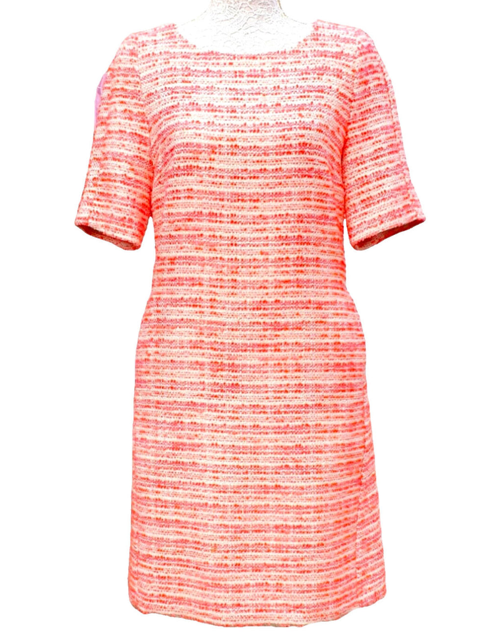 John Lewis Orange Tweed 60's Mini Dress Textured Summer Women's UK Size 12