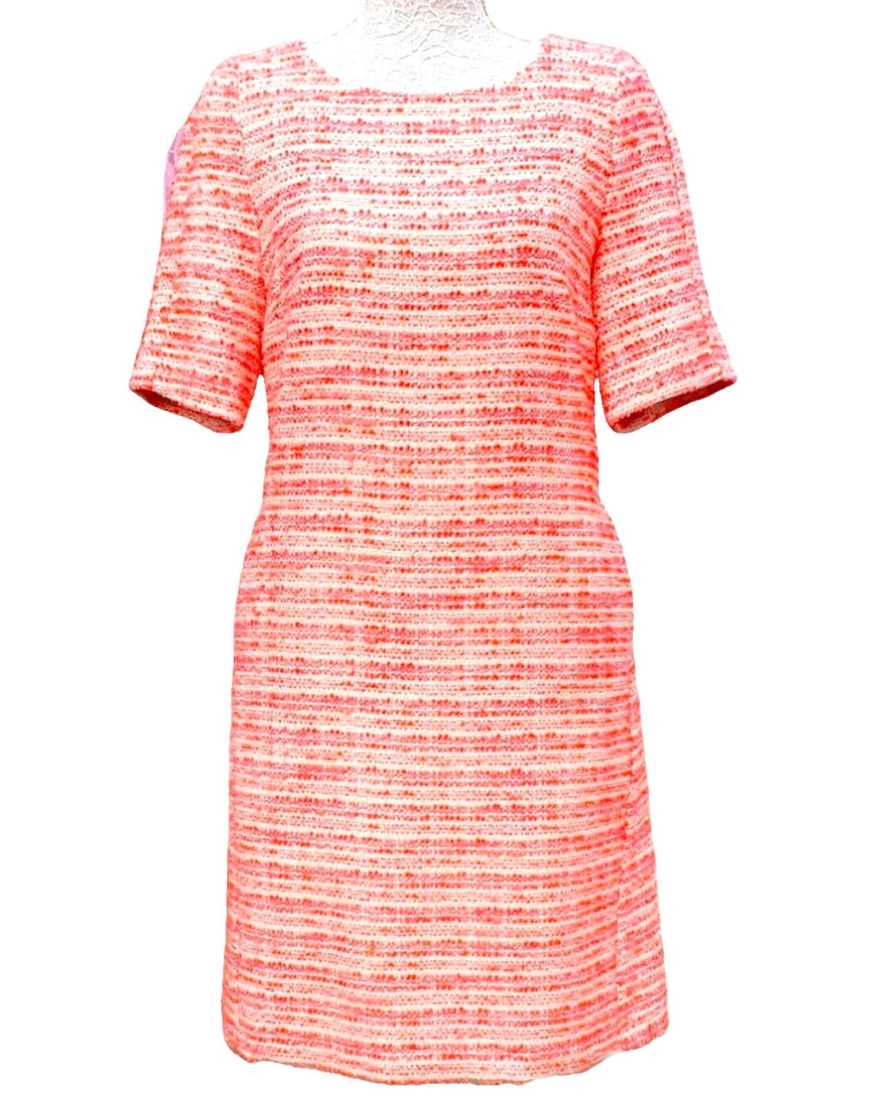 John Lewis Orange Tweed 60's Mini Dress Textured Summer Women's UK Size 12