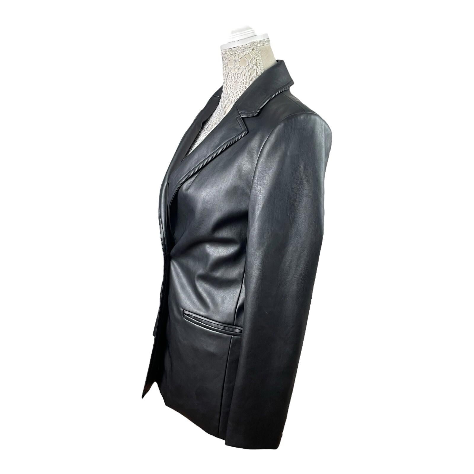 New Look Black Faux leather Blazer Relaxed Fit Women’s UK Size 6