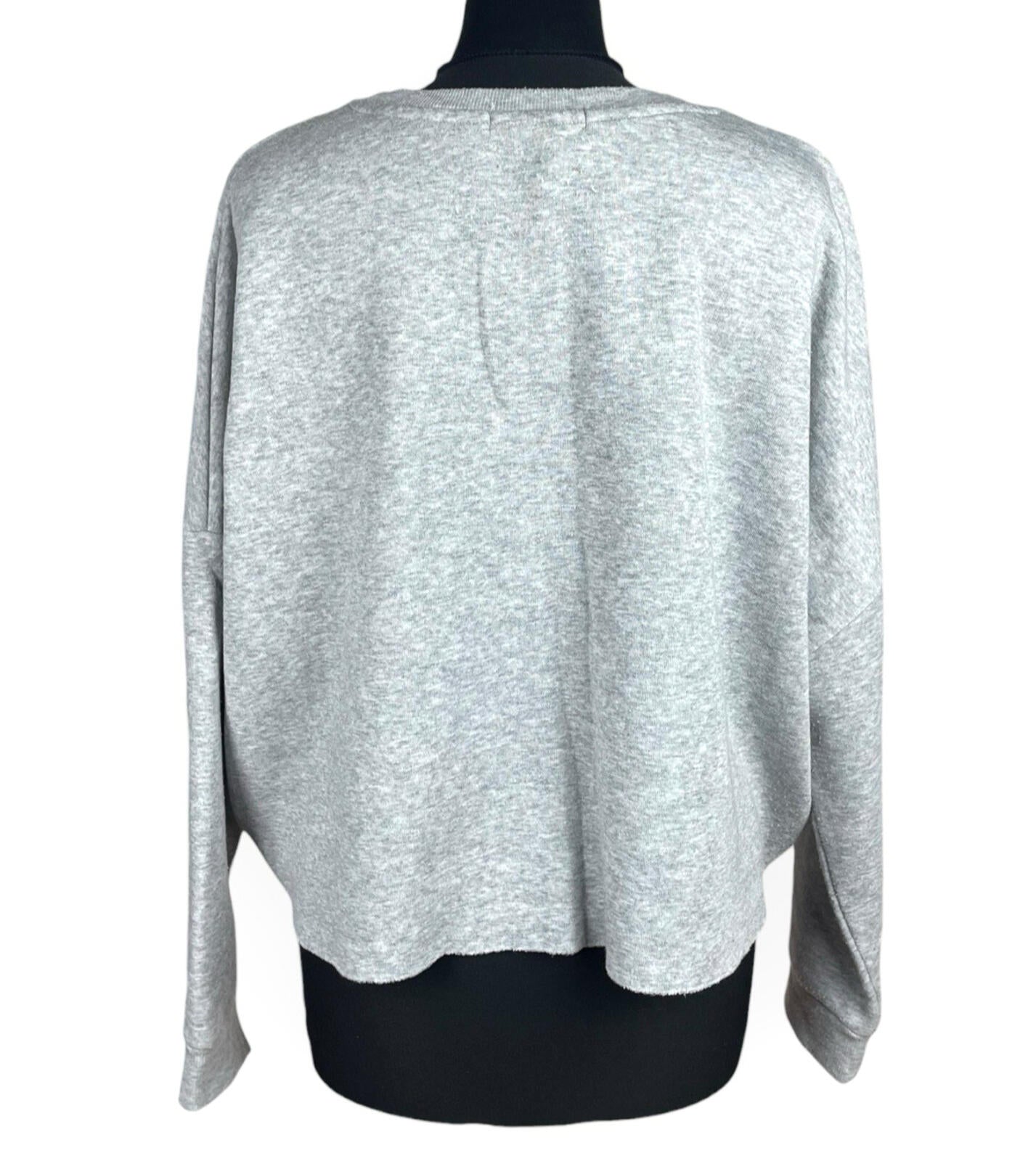 Primark Dragonfly Sequin Jumper Women’s UK Size L Cropped Light Grey Gold Detail