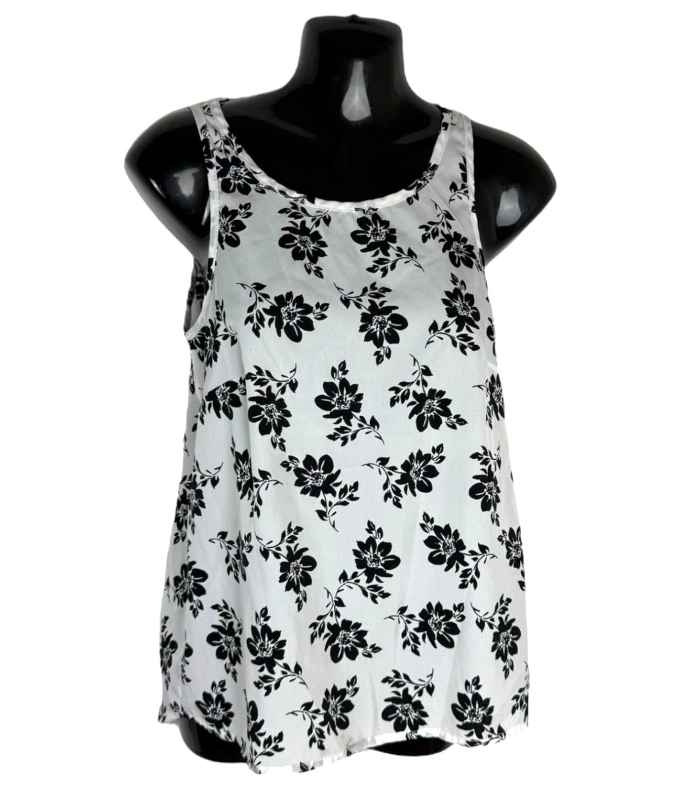 Atmosphere White Black Floral Camisole Tank Top Lightweight Women’s UK Size 8