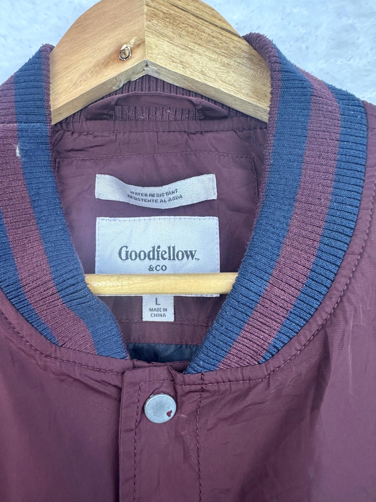Goodfellow & Co Jacket Men's UK Size L Purple Blue Stripe Button Fasten V-Neck