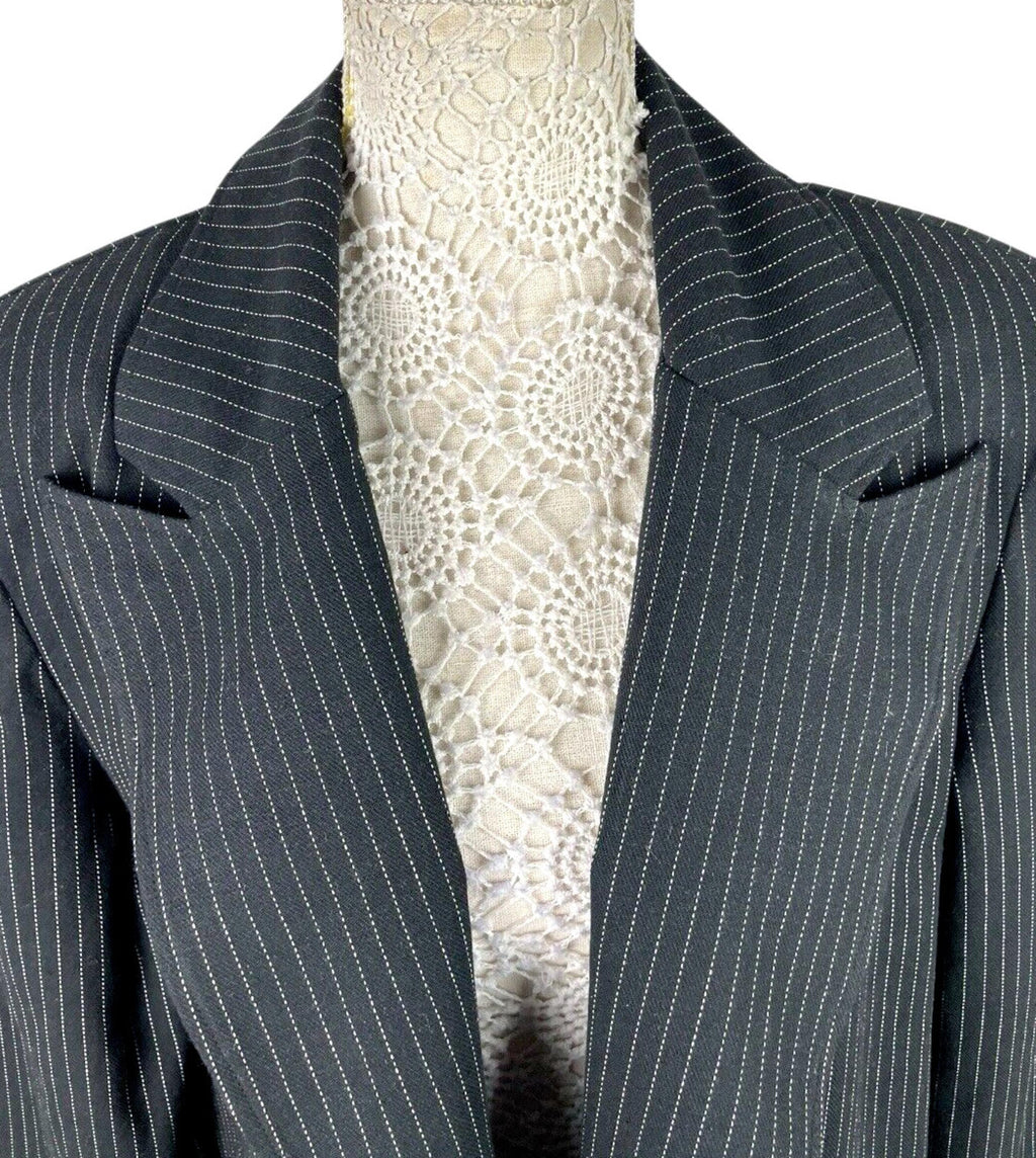 Pretty Little Thing Blazer Jacket Black Stripe Shoulder Pads Women’s UK Size 14