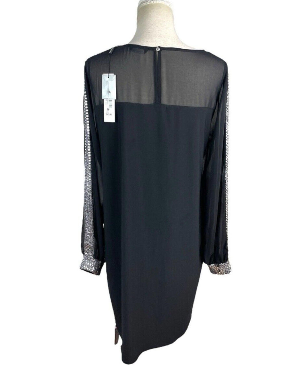 Roman Black Dress Silver Embellishment Midi Women’s UK Size 16