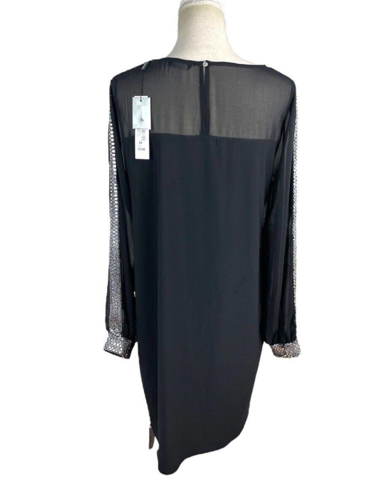 Roman Black Dress Silver Embellishment Midi Women’s UK Size 16
