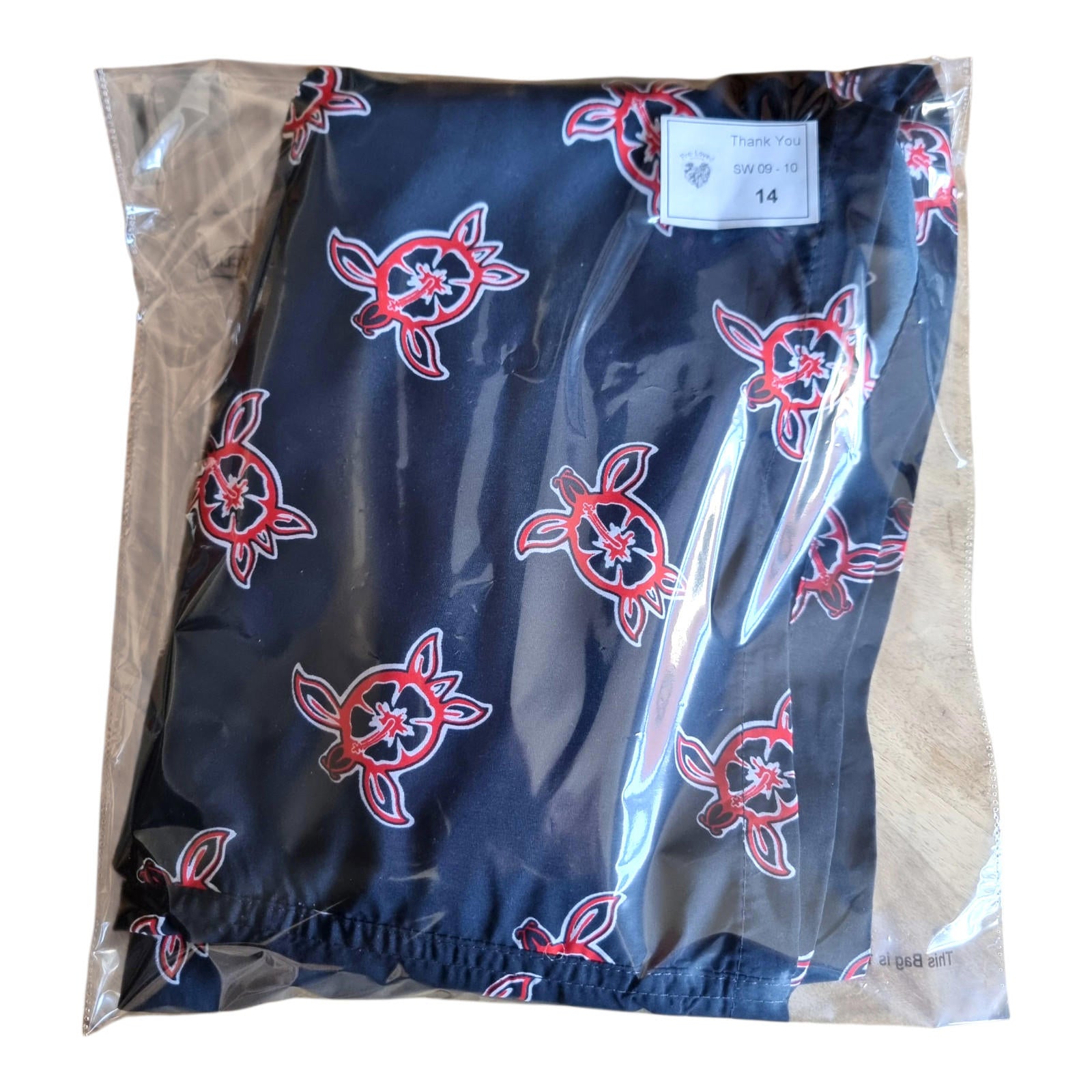 Swim Shorts Men's UK Size L Navy Blue Net Lined Pockets Red Sea Turtle Print