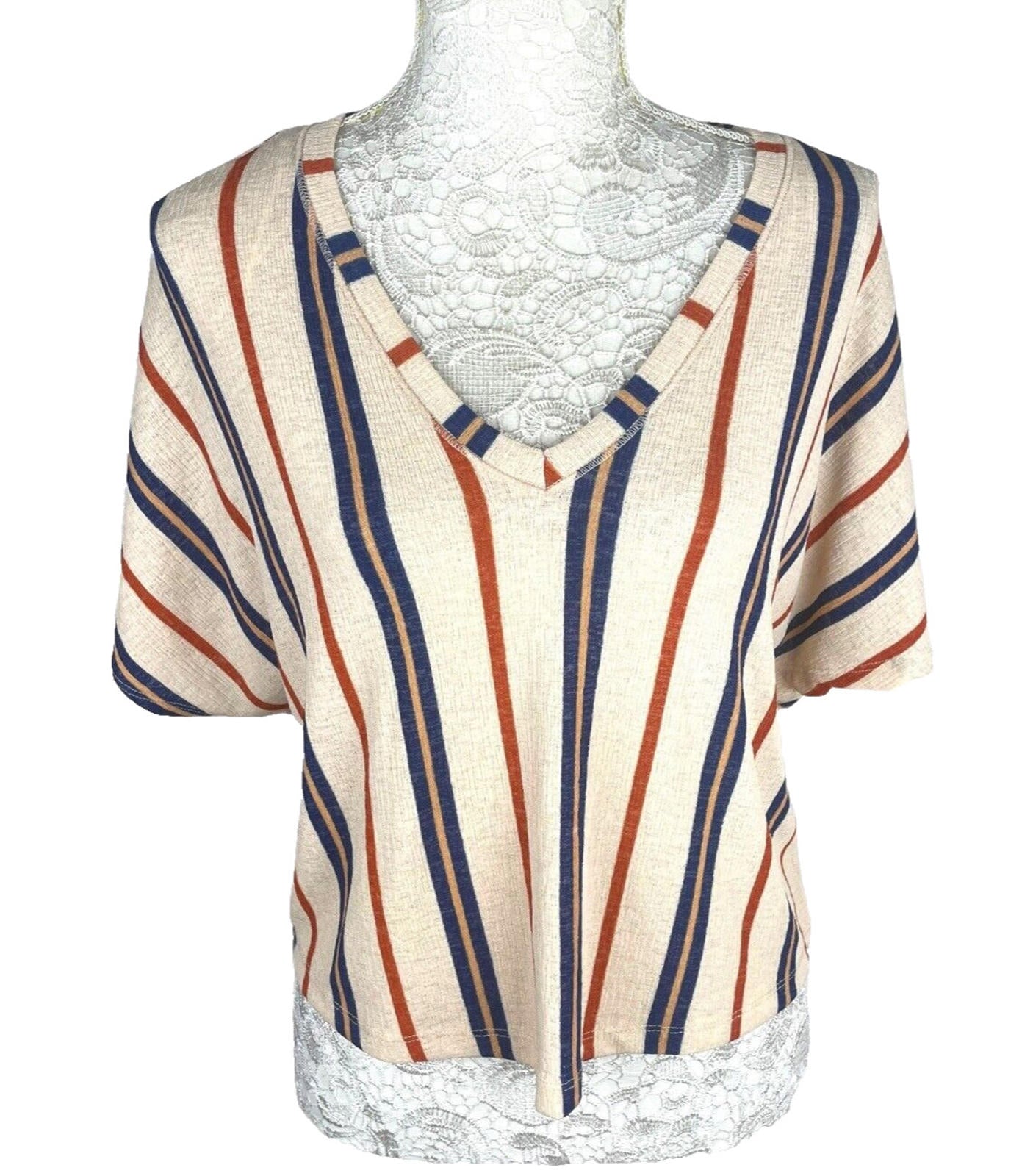 Zara Striped Crop Shirt Blouse Flannel Top Women's UK Size S