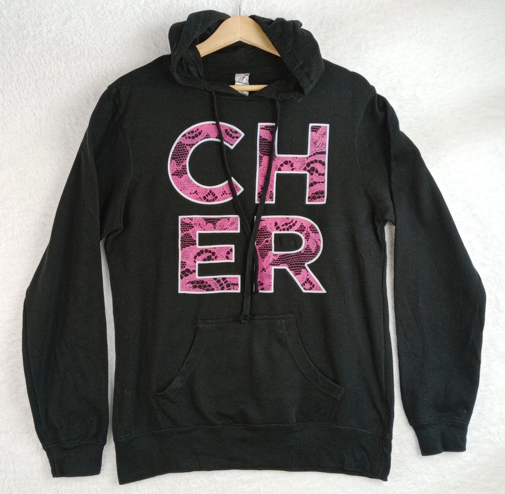 Cher Hoodie Men's UK Size M Black Hooded Pockets Cotton Rich Easy Care