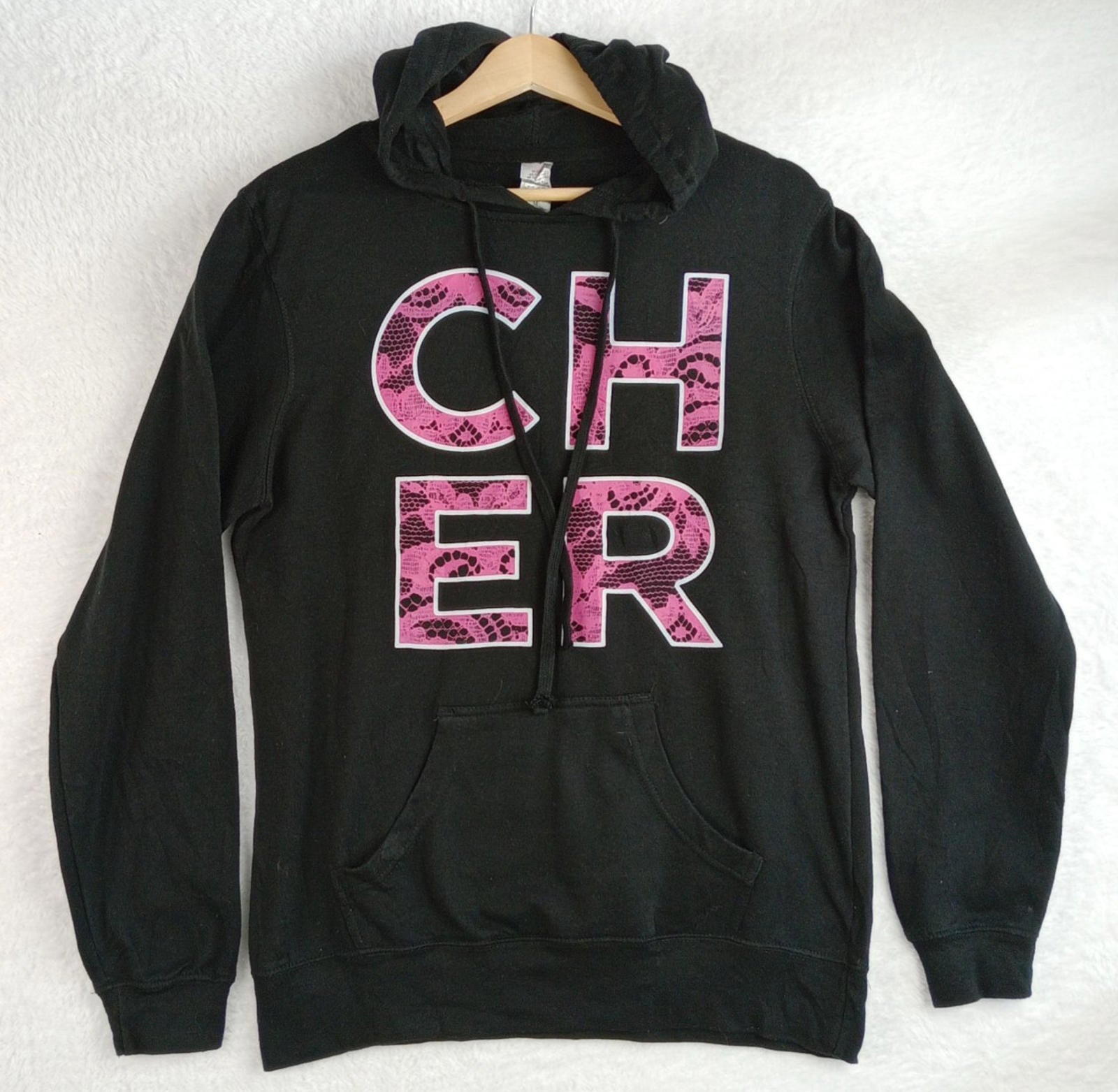 Cher Hoodie Men's UK Size M Black Hooded Pockets Cotton Rich Easy Care